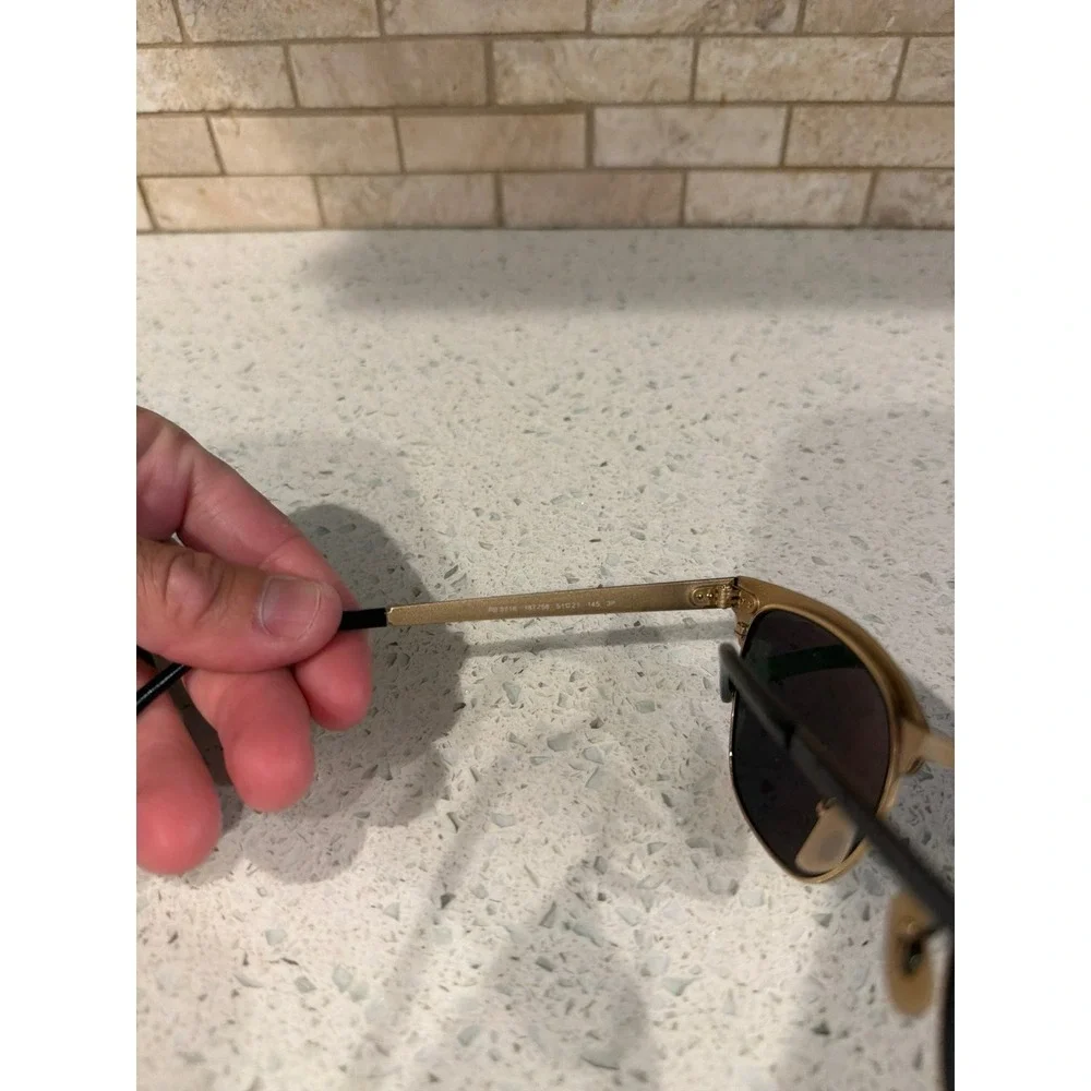 Ray-Ban RB3716 Clubmaster Sunglasses 187/58 Black Gold Green Polarized 51mm